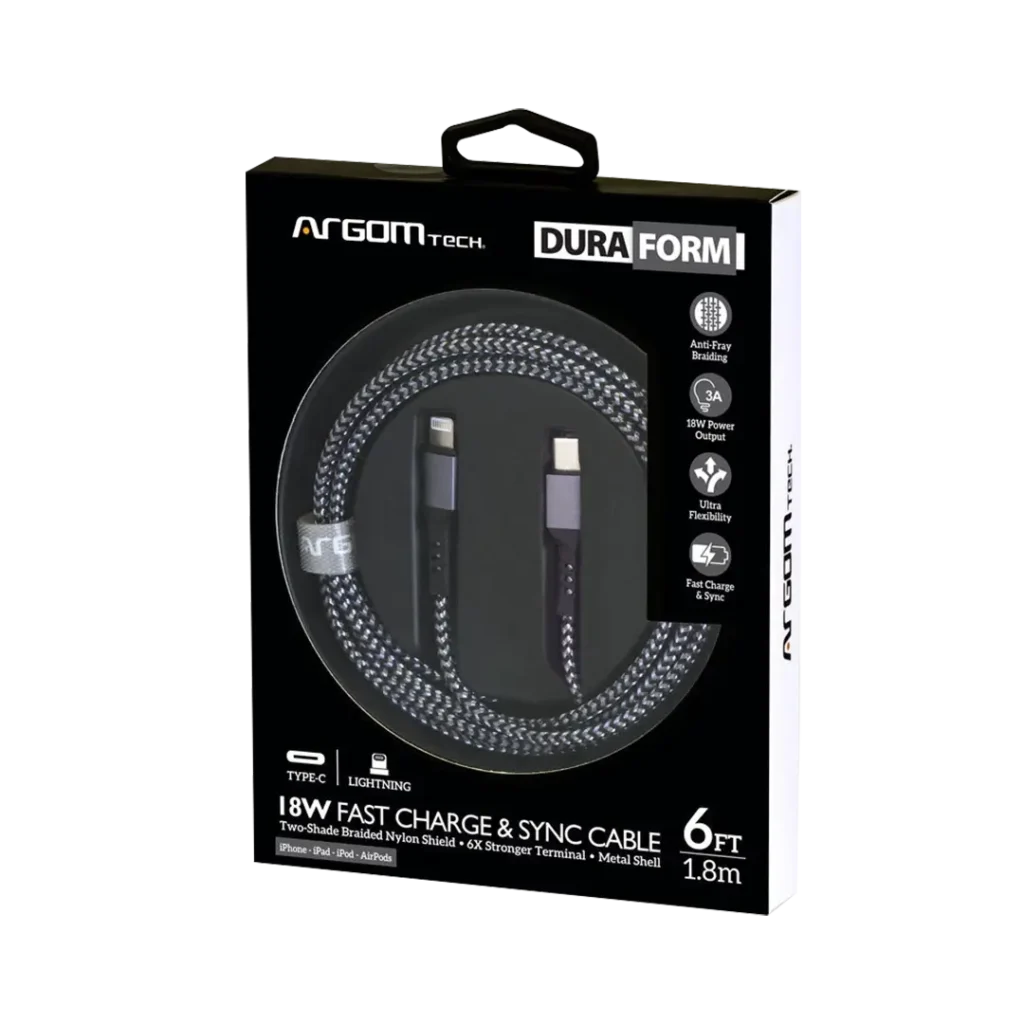 Cable Carga Rápida Usb C Para Lightning Argomtech 18w 1.8m