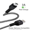 06 ARG-CB-0024BK-05 Cable Carga Rápida Usb C Para Lightning Argomtech 18w 1.8m