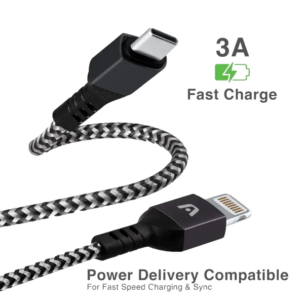 06 ARG-CB-0024BK-05 Cable Carga Rápida Usb C Para Lightning Argomtech 18w 1.8m